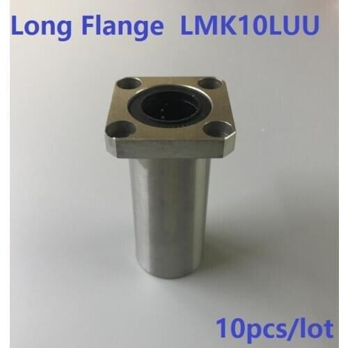 10pcs/lot LMK10LUU 10mm 10*19*55mm long type square Flange linear motion ball bearings bushing for 3d printer 10x19x55mm