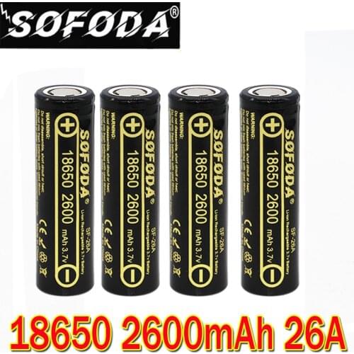 SOFODA SF-26A 18650 Rechargeable li-ion battery 3.7V 2600mAh Battery can keep,Max 20A,35A discharge High discharge