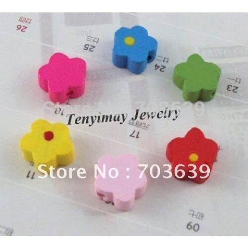 Free Shipping 12mm Flower Shape Wood Beads Fashion Garment Accessory Wholesale 200pcs/Lot