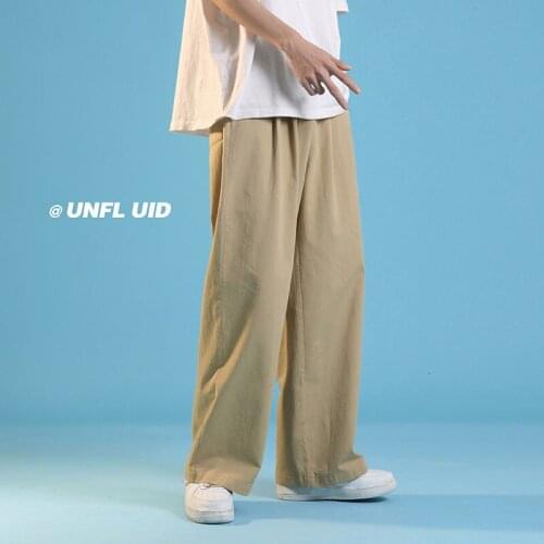 Summer Thin Casual Pants Men Fashion Multicolor Wide-leg Pants Men Streetwear Korean Loose Straight Ice Silk Pants Mens Trousers