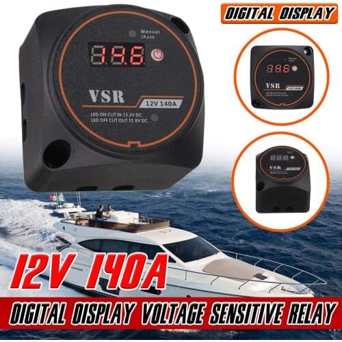 Digital Display Voltage Sensitive Split Charge Relay VSR 12V 140A for Camper Car RV Yacht Steamer Smart Dual Battery Isolator