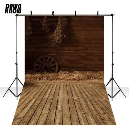 DAWNKNOW Wood Wall Withered Grass Photography Background Wood Floor Backdrop Live Children Photocall Photo Studio Props 1240