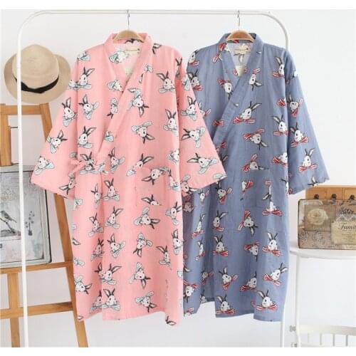 Home Clothes Womens Pajamas Cotton Gauze Long Sleeved Bathrobe Summer Loose Casual Sleepwear Robes Bathroom Robe Dressing Gowns