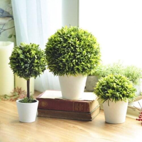 Artificial Plant Bonsai Bamboo Grass Ornaments Flower Ball Grass Ball Potted Home Decoration Small Ornaments (with Flower Pots)