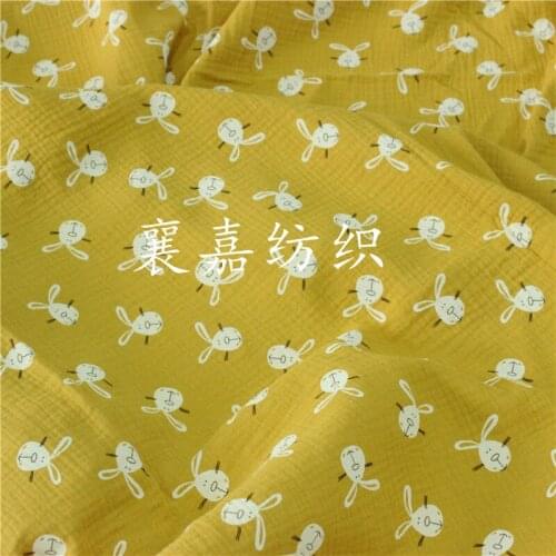 Cotton-linen Crepe Double-layer Gauze Printed Childrens Clothing Fabric Foam Yarn Anti-mosquito Pants Pajama Fabric
