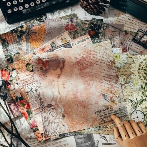 KLJUYP Vintage Material Paper Set for Scrapbooking DIY Projects/Photo Album/Card Making Crafts