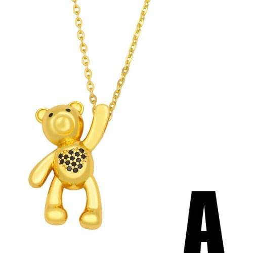 Collarbone Love Bear Diamond Set Pendant Necklace INS Hip Hop