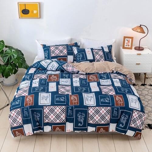 3pcs Polyester Duvet Cover Set 9 Patterns Modern Geometric Floral Print Bedding Set Duvet Cover Pillowcase Set Family Queen King