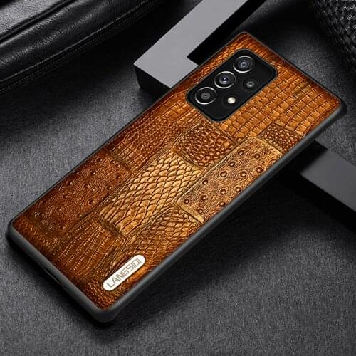 LANGSIDI Leather Phone case For samsung Galaxy A72 A52 Genuine leather shockproof cover For samsung a72 S21 ultra a52 fundas