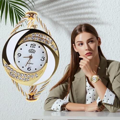 2020 Hot Sale Girls Woven Strap Watch New Fashion Rhinestone Dial Ladies Bracelet Watch Casual All-match Watch Female Watch