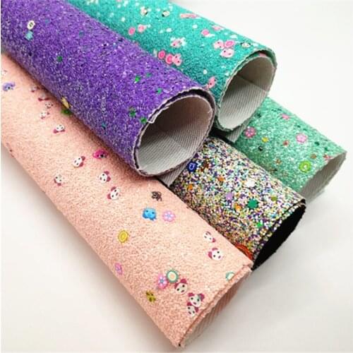 A4 sheet 20*33cm chunky glitter shiny leather sheet vinyl 0078