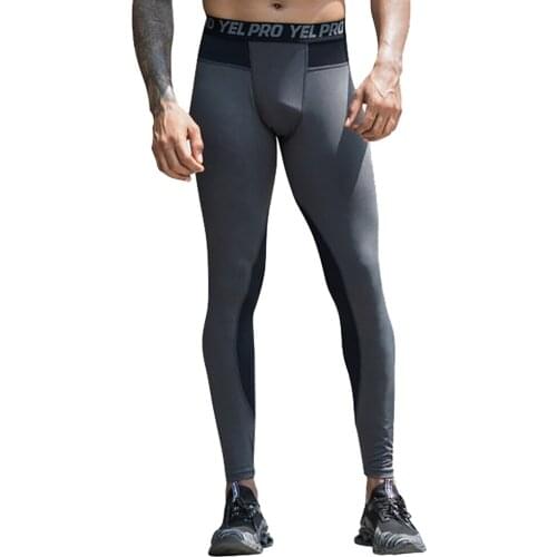 Men Running Tights Sport Leggings Compression Quick-drying Patchwork Pinhole Mesh Fabric Pants Jogging Fitness Gym Trousers