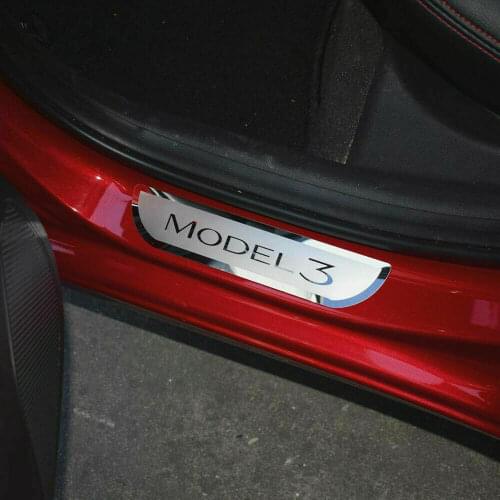 2pcs Car Decor Stainless Steel Door Sill Scuff Plate For TESLA MODEL3 Rear Door