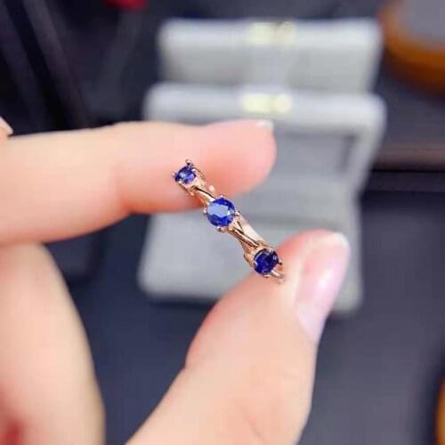 Natural Sapphire Gemstone Simple Ring S925 Sterling Silver Fine Fashion Charming Jewelry for Women Free Shipping MeibaPJFS