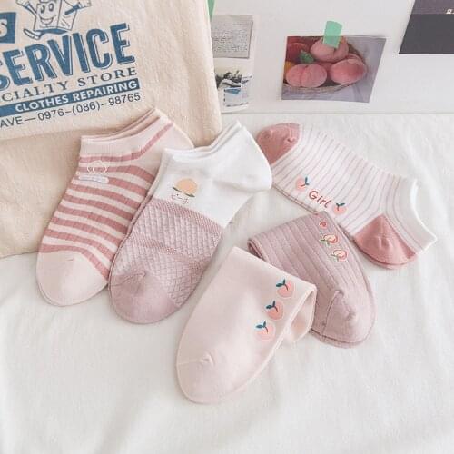 Fashion Women Ankle Socks New Spring Summer Invisible Peach Cotton Socks Girls Women Fashion Casual Short Pink Ankle Socks Girls