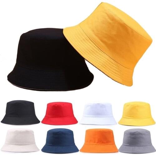 Unisex Cotton Bucket Hats Women Summer Sunscreen Panama Hat Men Pure Color Sunbonnet Fedoras Outdoor Fisherman Hat Beach Cap HOT