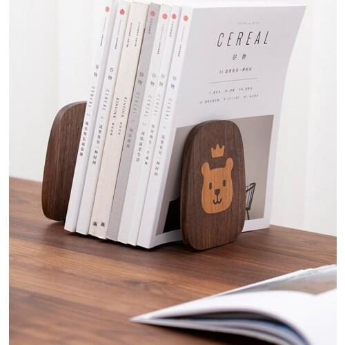 Cartoon Creative Book Stand Maple/Black Walnut And Cherry Wooden Desktop Organizer Storage Holder Cute Book Support