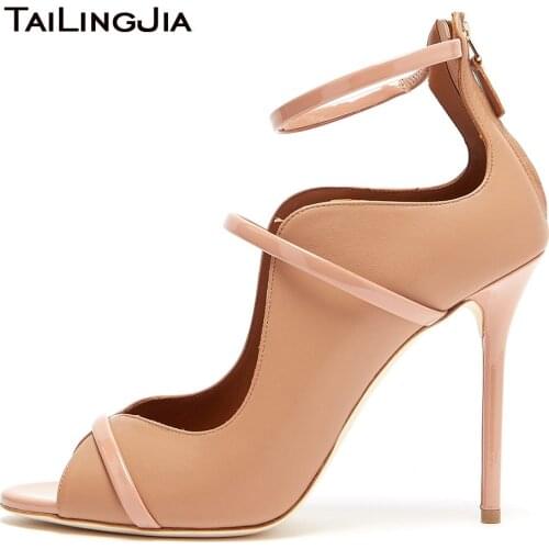 Popular Women Shoes Fish Mouth Pumps High Heeled Catwalk Sexy Buckle Strap Stiletto Fashion Peep Toe Nude Sexy Wedding Shoes