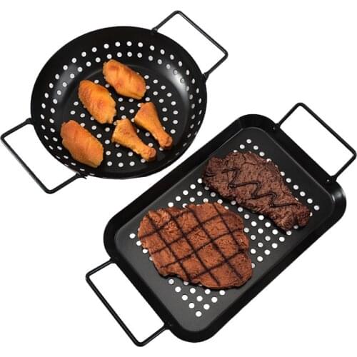 Portable Non-Stick Charcoal Grill Plate Stainless Steel Barbecue Tray Grills Charcoal Stove BBQ Outdoor Camping Cooking Cookware