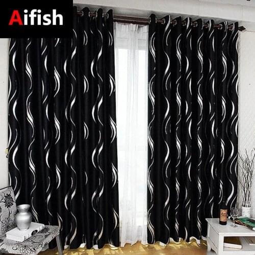 Simple modern Black Cloth High Shading 60%-80% Blakcout Curtains Silver S Stripes Curtains Living Room Bedroom Cortina ZH049-5