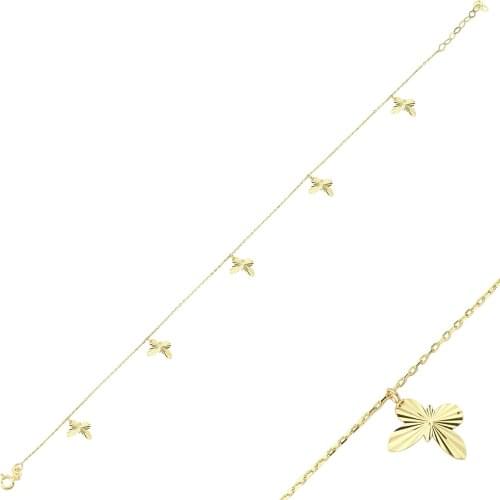 14k (585) Gold Adjustable Butterfly Anklet