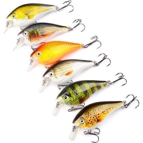 HiUmi 6PCs Fishing lure Exported to Japan 3"-7.6cm Fishing Bait 12.75g Crankbait 6 colors fishing tackle 8# Hook