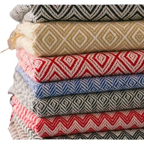 Width 59'' Thickened Yarn Dyed Cotton Linen Hessian Fabric By The Yard For Sofa Pillow Tablecloth Handbag Material