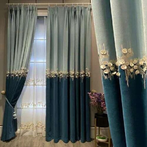 Light Luxury Seamless Stitche Curtains for Living Room Bedroom American Pastoral Style Curtain Window Treatment Home Decoration