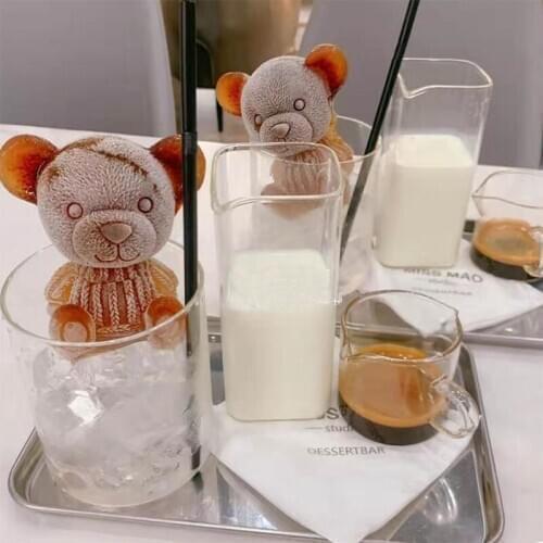 Cute Animal Ice Cube Mold Silicone Abrasive 3D Ice Cube Mold Bear Mold Silicone Creative Coffee Milk Tea Icecube