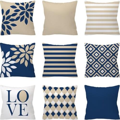 Navy Blue Cushion Cover Throw Pillow Case for Home Chair Sofa Decoration Square Pillowcases