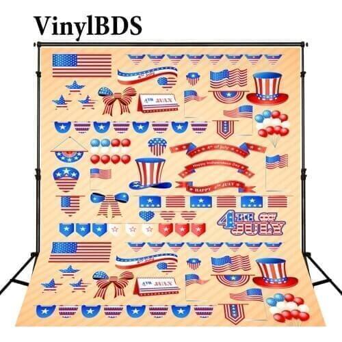 VinylBDS Newborn Cartoon Photography Background American Flag Independence Day Ballom Backdrop for Children Photography Shoot