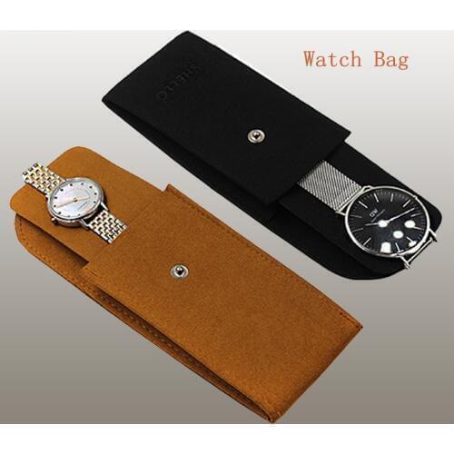 High Quality Super Fiber Watch Bag For Single Watch Brown Thick Packing Jewellry Gift Box New Watch Protect Yellow Bags