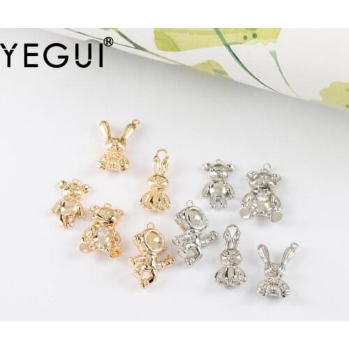YEGUI M1052,jewelry accessories,18k gold plated,copper metal,rhodium plated,zircons,charms,jewelry making,diy pendants,10pcs/lot