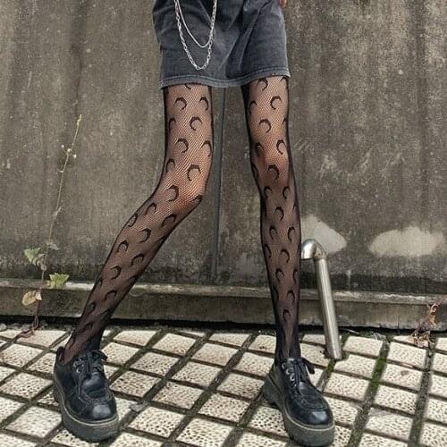 Womens Tights Summer Nylon Moon Print Body Stockings Fishnet Mesh Pantyhose Japanese Style Girl Friend Hosiery Sexy Underwear