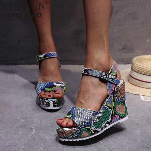 2021 New Ladies Platform Gladiator Sandals Hot Colorful Wedges Summer Women Party Wholesale Shoes Woman Snake Heel Height