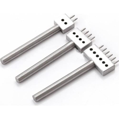 1set 2/4/6 1mm Prong Round Row Hole Punch Cutter Tool Leather Craft Tools Leather Punch Tool 4mm Spacing Tool 125mm