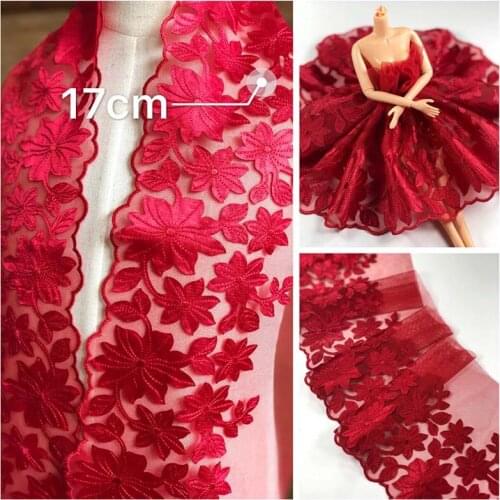 10Meters Embroidery Lace Trim Red Fabric Ribbon DIY Craft Sewing Supplies Skirt Hem Decoration Accessories Dolls