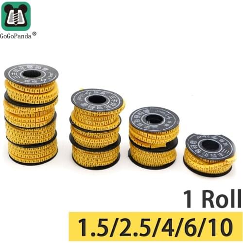 Free Shipping 10 Rolls/Lot(1.5mm 2.5mm 4mm 6mm 10mm) Square Wire Cable Marker Cable Sleeve PVC Number 0-9