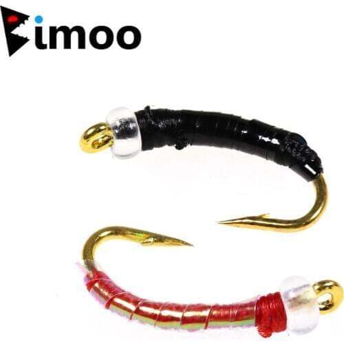 10pcs Midge Chironomids Disco Red Black Color Bead Larva Beadhead Nymphs Fly Fishing Flies / Bait / Lure / Hegene #14
