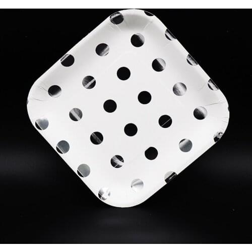 10pcs/lot Silver Dots disposable plates Silver color birthday party decorations Silver dots plates