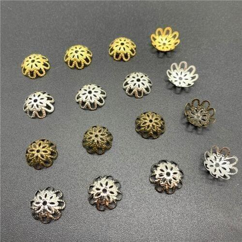 100pcs 15x15mm Jewelry Findings Alloy Beads Cap Ancient Charms Flower Shape Pendant Charms For Jewelry Making DIY Accessories