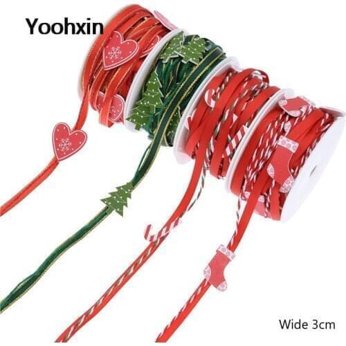 3CM Wide HOT snowflake tree sock crutch printed cord lace fabric trim ribbon DIY sewing applique Christmas gift decor