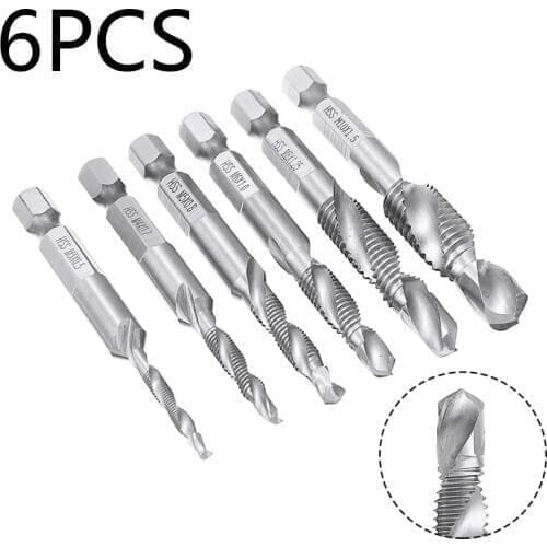 6pcs M3/M4/M5/M6/M8/M10 Steel Titanium Coated Drill Bit Set Hardware Tools Parts