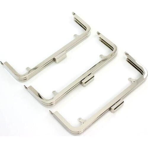 7 x 2.5 inches (18 x 6.5 cm) - Silver Clutch Purse Frame with Chain Loops - 10 Pieces