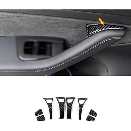 ABS Carbon Fiber For Tesla Model3 Model 3 2017 2018 2019 2020 Accessories Car Door Lock Protection Decoration Cover Car Styling