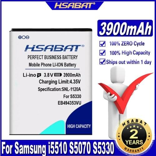 HSABAT 3900mAh EB494353VU Battery for Samsung i5510 S5070 S5330 S5570 Galaxy Mini S5750E S7230E i559 S5232 C6712 S5750