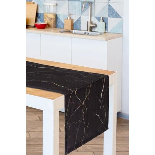 Black Marble Pattern Satin Runner