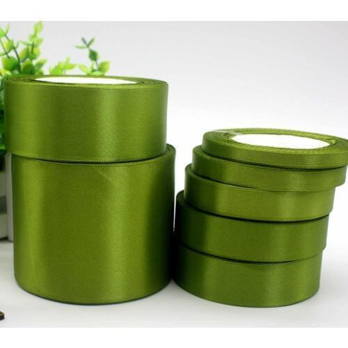25 Yards Army green Single Face Satin Ribbon Wholesale Gift Packing Christmas Ribbons Wedding Party Decorative Crafts Ribbons