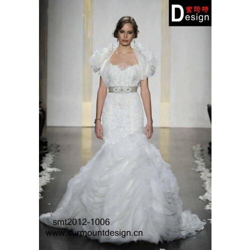 Free shipping 2017 New arrival hot sale bridal short sleeve with jacket type short trailing senior mermaid wedding bridal dress