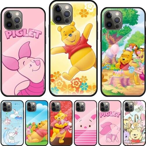 Disney Pink Piglet Tempered Glass Cover For Apple IPhone 12 Mini 11 Pro XS MAX XR X 8 7 6S 6 Plus Phone Case Coque